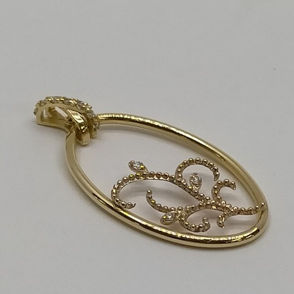 Jewelry Pendant Head Diamond 0.05ct Yellow Gold - Picture 6 of 10